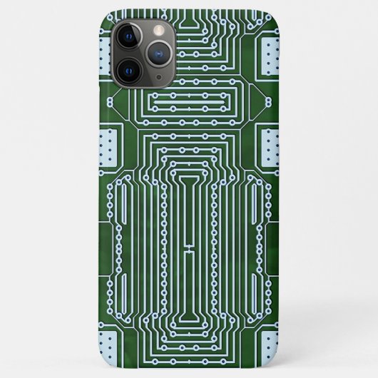 Witte lijnenpatroon voor groene computercircuits Case-Mate iPhone case (Achterkant)