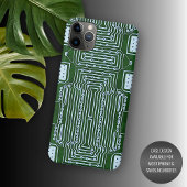 Witte lijnenpatroon voor groene computercircuits Case-Mate iPhone case