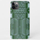 Witte lijnenpatroon voor groene computercircuits iPhone hoesje (Achterkant)