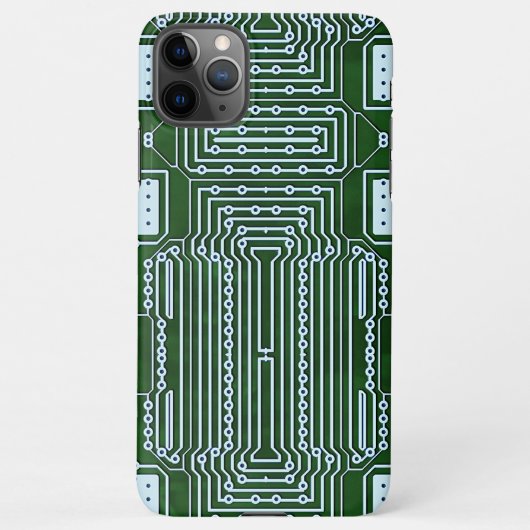 Witte lijnenpatroon voor groene computercircuits iPhone hoesje (Achterkant)