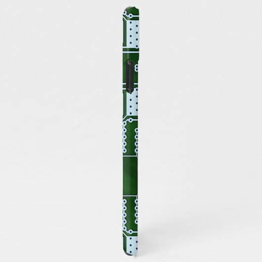 Witte lijnenpatroon voor groene computercircuits iPhone hoesje (Rechterkant)