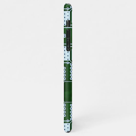 Witte lijnenpatroon voor groene computercircuits iPhone hoesje (Linkerkant)