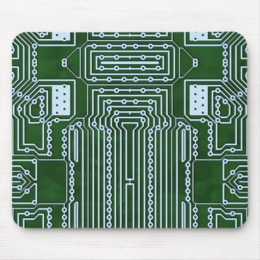 Witte lijnenpatroon voor groene computercircuits muismat (Voorkant)