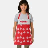 Witte lijnlijnen ornament op rood schort (Insitu)