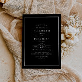 witte lijst elegant moderne zwarte bruiloft kaart