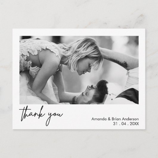 Witte Lijst kalligrafie dank u bruiloft Briefkaart (Voorkant)