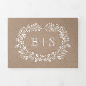 Witte lijst met initialen bruiloft drieluik uitnodiging (Cover)