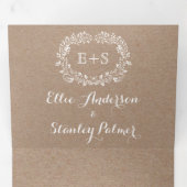 Witte lijst met initialen bruiloft drieluik uitnodiging (Binnenzijde eerst)