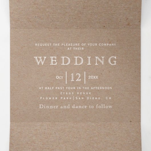 Witte lijst met initialen bruiloft drieluik uitnodiging (Binnenkant midden)