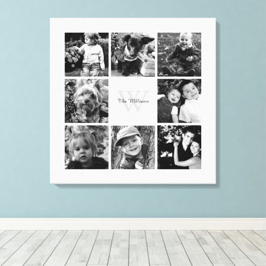 Witte Lijst monogram fotocollage Canvas Afdruk (Insitu (Houten vloer))