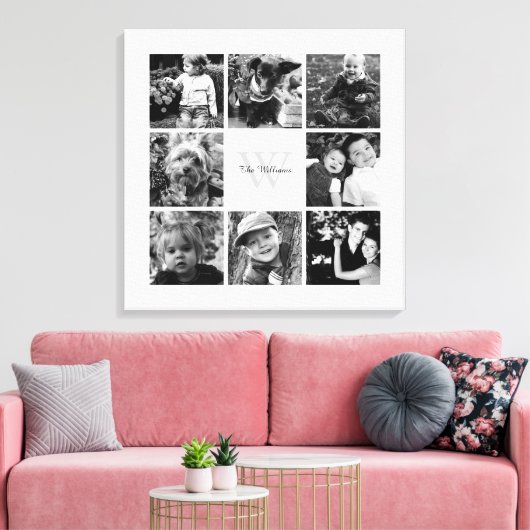 Witte Lijst monogram fotocollage Canvas Afdruk (Insitu (Woonkamer))
