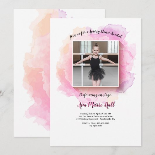Witte Lijst Waterverf Dance Overweging Uitnodiging (Voorkant / Achterkant)