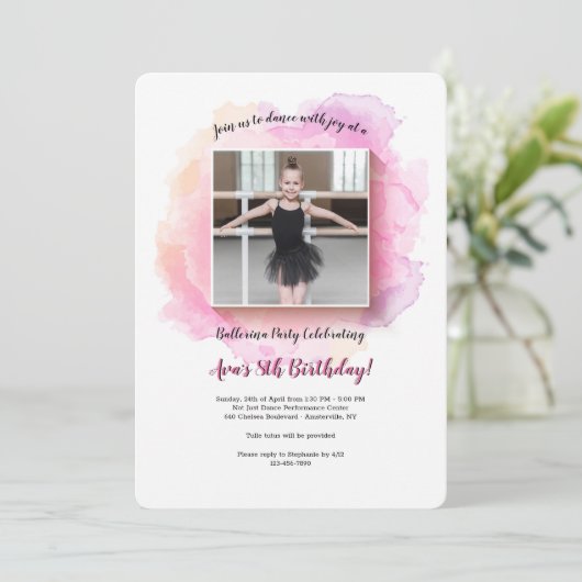 Witte Lijst Waterverf Verjaardag Kaart (Staand voorkant)