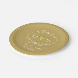 Witte lijsten initialen elegant monogram goudbruil papieren bordje