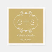 Witte lijsten initialen elegant monogram goudbruil servet (Voorkant)