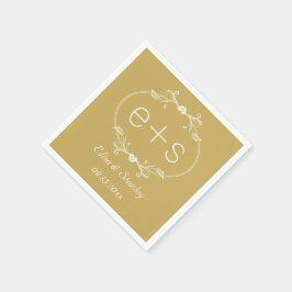 Witte lijsten initialen elegant monogram goudbruil servet