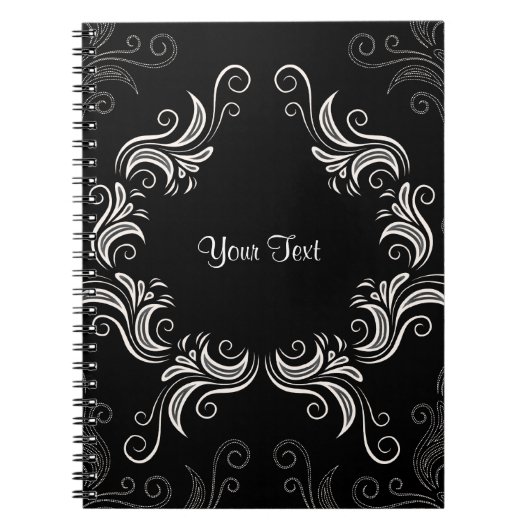 Witte Lijsten op zwart Notitieboek (Voorkant)
