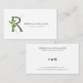 Witte likeur floral monogram letter R Visitekaartje (Voorkant / Achterkant)