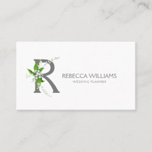Witte likeur floral monogram letter R Visitekaartje
