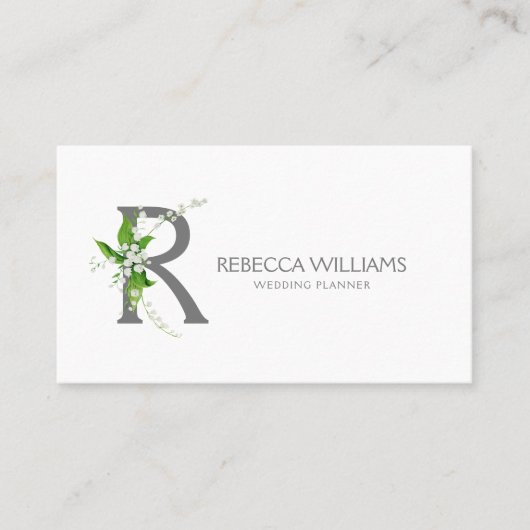 Witte likeur floral monogram letter R Visitekaartje (Voorkant)