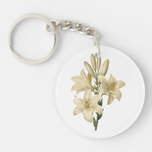 Witte likeur (Lilium candidum) van Redouté Sleutelhanger (Voorkant)