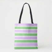 Witte, Lila en groene strepen Canvas tas (Voorkant)