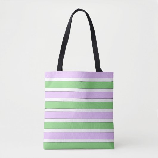 Witte, Lila en groene strepen Canvas tas (Voorkant)