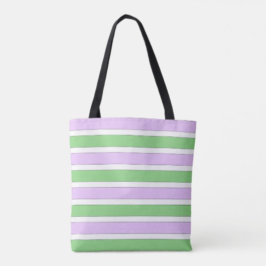 Witte, Lila en groene strepen Canvas tas (Achterkant)