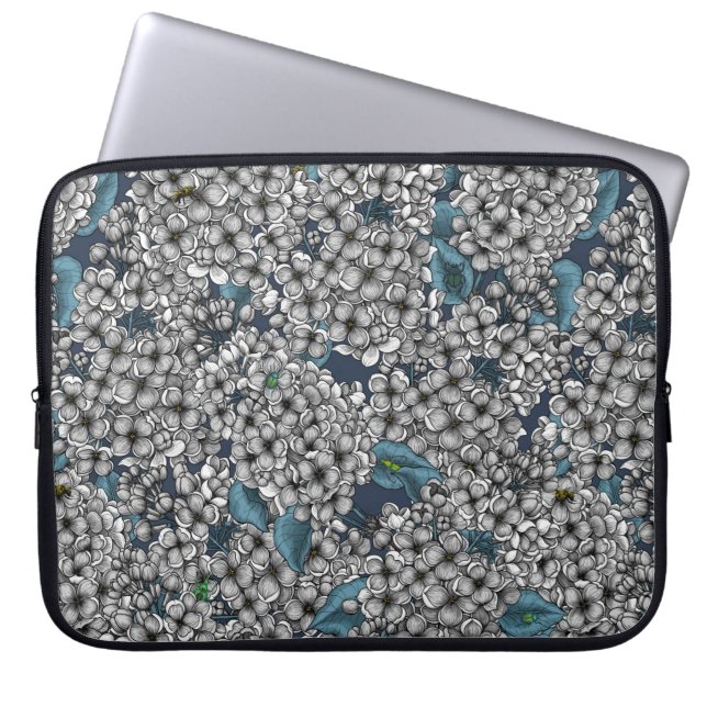 Witte Lila tuin Laptop Sleeve (Voorkant)