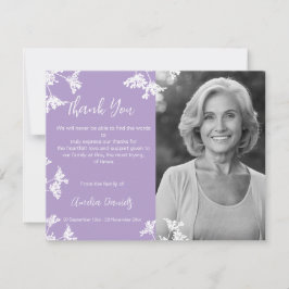 Witte & lila Wildflower begrafenis bedankkaart Kaart