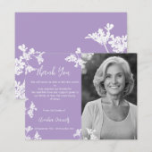 Witte & lila Wildflower begrafenis bedankkaart Kaart (Voorkant / Achterkant)