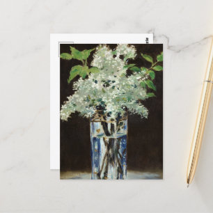 Witte Lilacs in een kristallen vaas van Edouard Ma Briefkaart