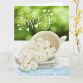 Witte Lilacs Spring bloemen Stilllife Floral Text Kaart (Gele Bloem)