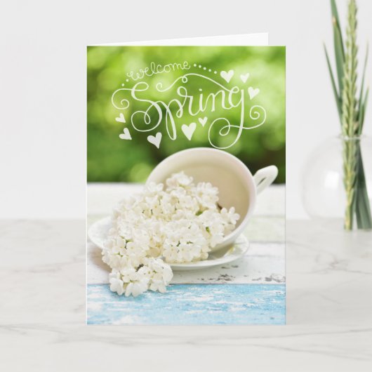 Witte Lilacs Spring bloemen Stilllife Floral Text Kaart (Voorkant)