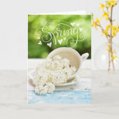Witte Lilacs Spring bloemen Stilllife Floral Text Kaart (Gele Bloem)
