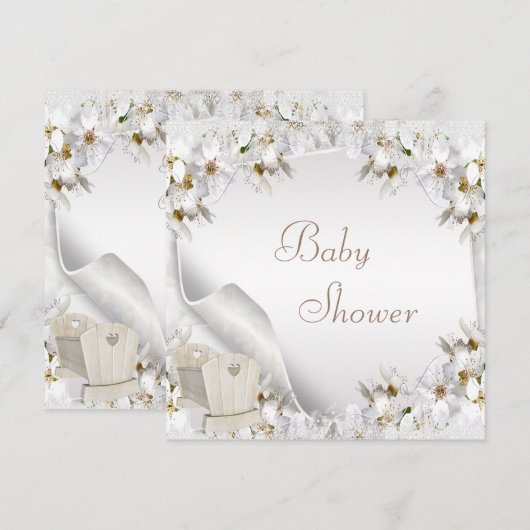 Witte Lilies en Baby shower van Wieg Kaart (Voorkant / Achterkant)