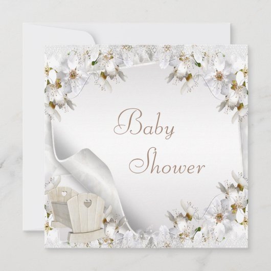 Witte Lilies en Baby shower van Wieg Kaart (Voorkant)