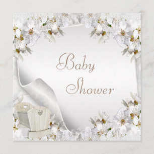 Witte Lilies en Baby shower van Wieg Kaart