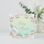 Witte Lilies en Wieg Neutraal Baby shower Kaart (Staand voorkant)