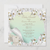 Witte Lilies en Wieg Neutraal Baby shower Kaart (Achterkant)