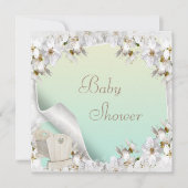 Witte Lilies en Wieg Neutraal Baby shower Kaart (Voorkant)