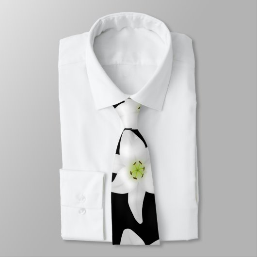 Witte Lilies op Black. Stropdas (Gebonden)