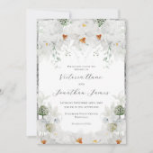 Witte Lillies bloemenelegante bruiloft Kaart (Voorkant)