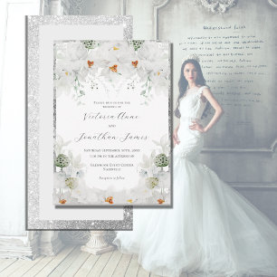 Witte Lillies bloemenelegante bruiloft Kaart