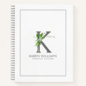 Witte Lilly Aanpasbaar Bloemrijk Monogram Notitieboek (Voorkant)