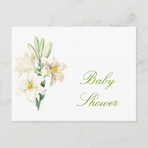 witte lilly bloemen baby shower briefkaarten