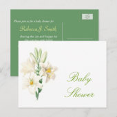 witte lilly bloemen baby shower briefkaarten (Voorkant / Achterkant)