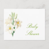  witte lilly bloemen baby shower briefkaarten (Voorkant)