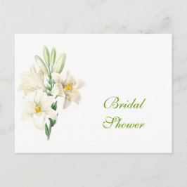  witte lilly bloemen vrijgezellenfeest briefkaarte uitnodiging briefkaart