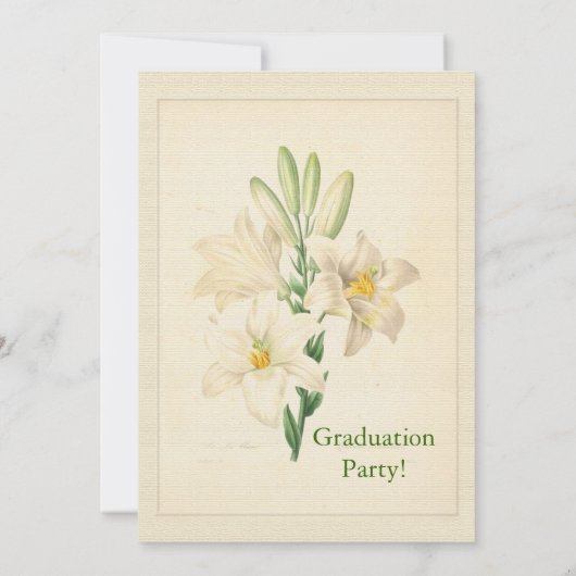 witte lilly graduation party kaart (Achterkant)